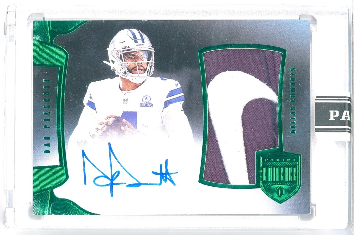 2024 Panini Black Box 2021 Panini Eminence Dak Prescott Jumbo Patch Auto Green JPA-DP 1/1 - Kapascope
