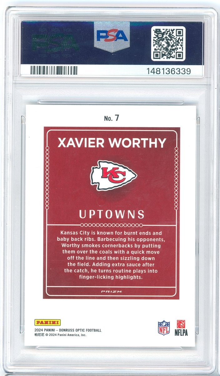 2024 Panini Donruss Optic Uptowns Xavier Worthy Rookie 7 PSA 10 Gem Mint – Kansas City Chiefs RC - Kapascope