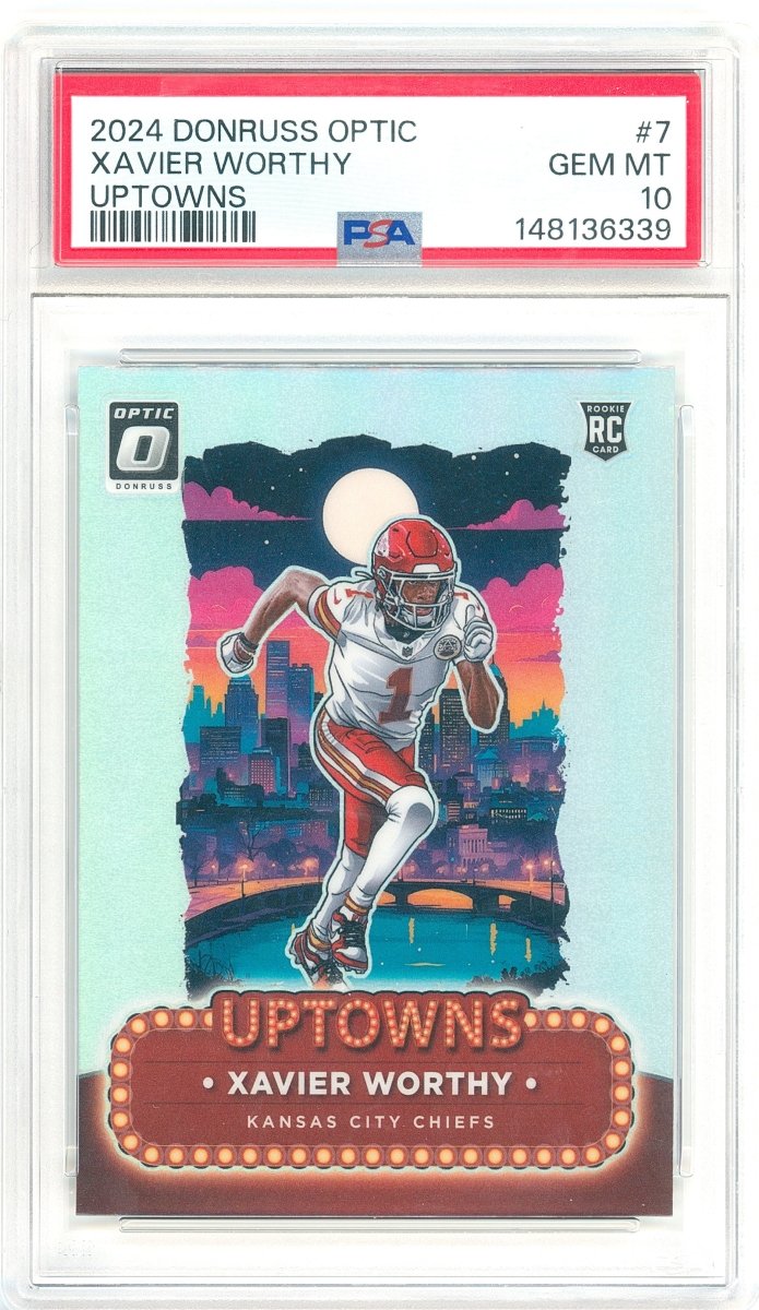 2024 Panini Donruss Optic Uptowns Xavier Worthy Rookie 7 PSA 10 Gem Mint – Kansas City Chiefs RC - Kapascope