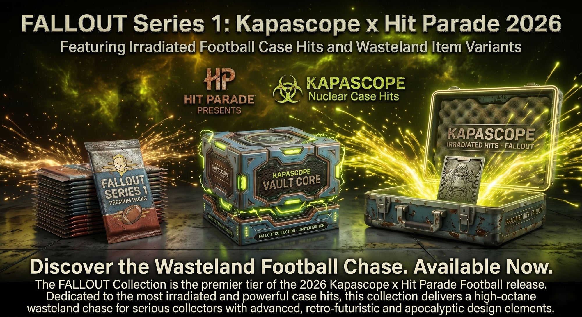 Fallout Series 1 Football cards by Kapascope x Hit Parade featuring curated football card hits