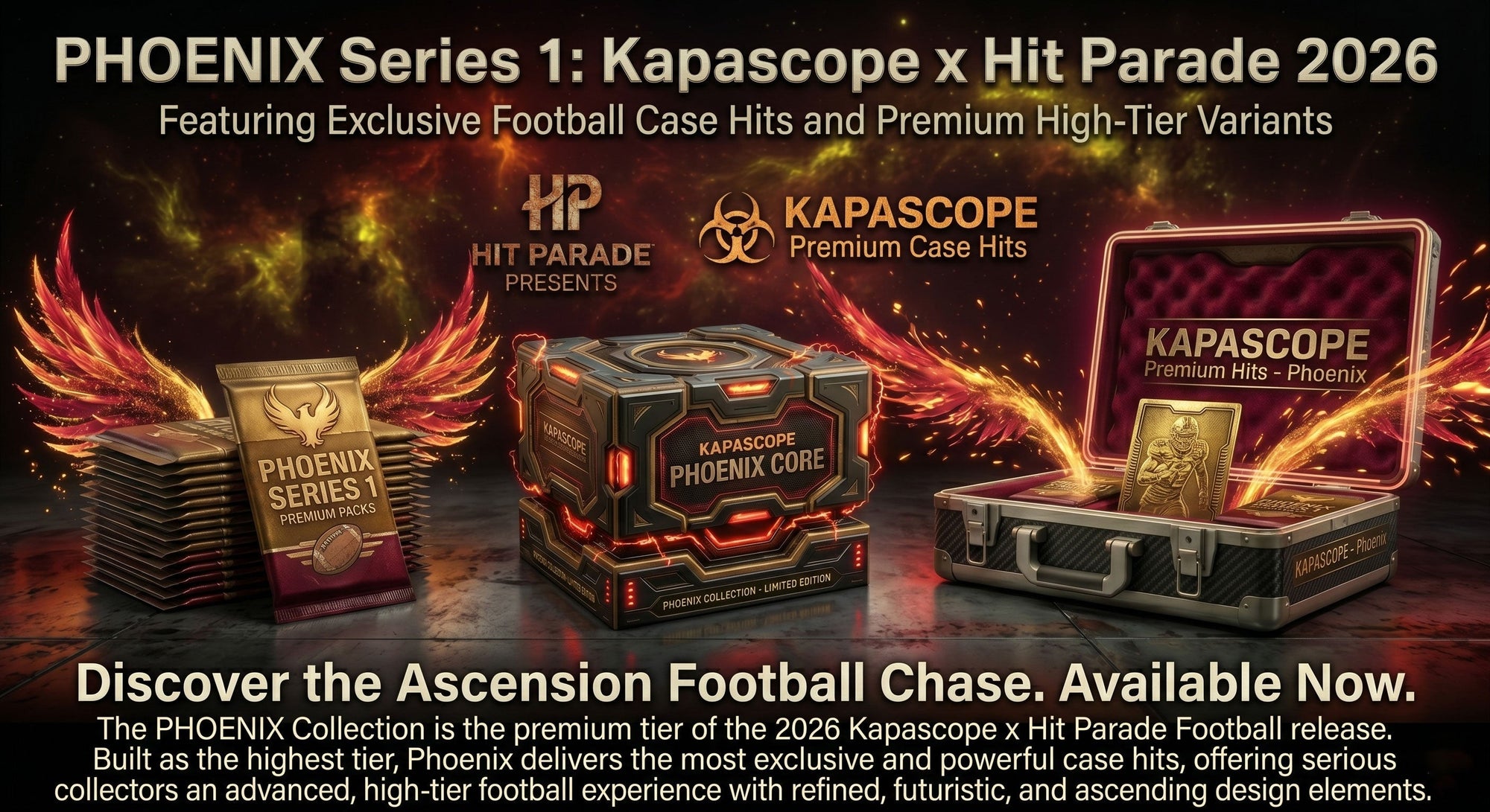 Phoenix Series 1 Football cards by Kapascope x Hit Parade featuring curated football card hits