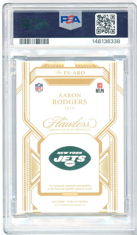 2023 Panini Flawless Aaron Rodgers Flawless Laundry Tags FS-ARO 3/3 PSA 10 Gem Mint Jets - Kapascope