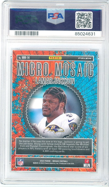 2023 Panini Mosaic Lamar Jackson Micro Mosaic MM14 PSA 9 Mint Baltimore Ravens - Kapascope