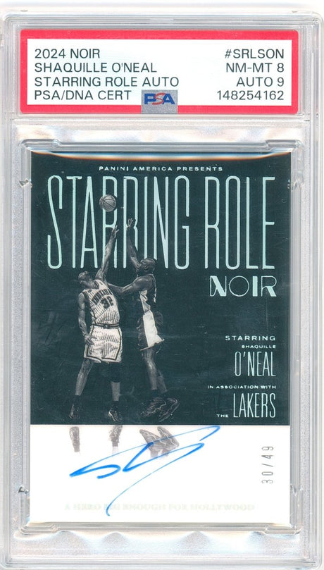 2024-25 Panini Noir Starring Role Auto Shaquille O'Neal SRL-SON /49 PSA 8 Auto 9 – Los Angeles Lakers - Kapascope