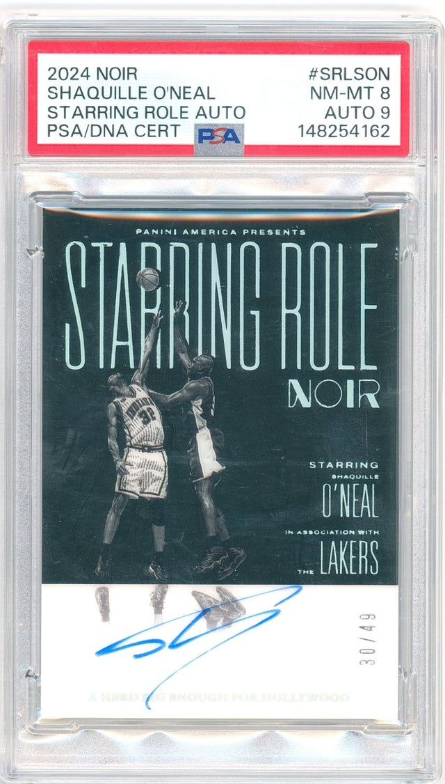2024-25 Panini Noir Starring Role Auto Shaquille O'Neal SRL-SON /49 PSA 8 Auto 9 – Los Angeles Lakers - Kapascope