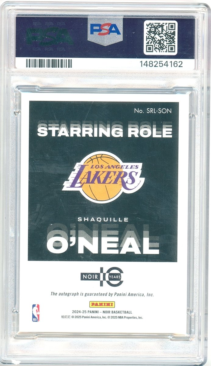 2024-25 Panini Noir Starring Role Auto Shaquille O'Neal SRL-SON /49 PSA 8 Auto 9 – Los Angeles Lakers - Kapascope