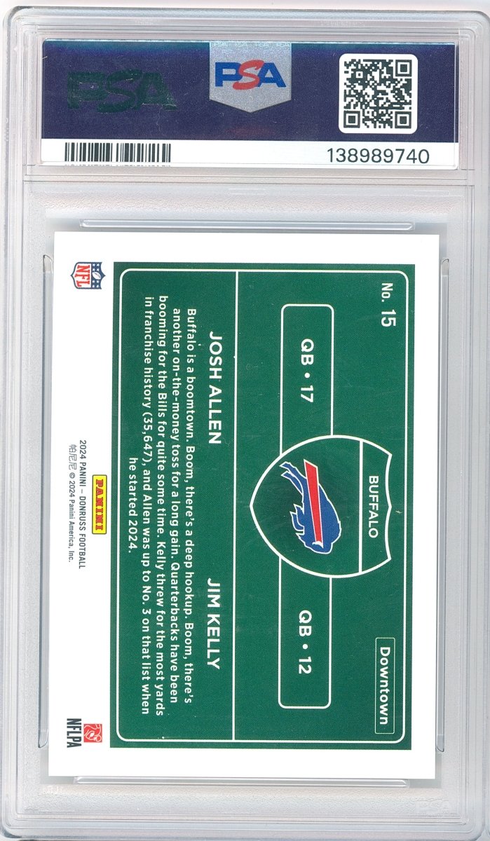 2024 Donruss Josh Allen / Jim Kelly Downtown! Horizontal 15 PSA 8 NM-MT Buffalo Bills - Kapascope