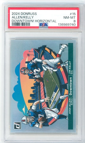 2024 Donruss Josh Allen / Jim Kelly Downtown! Horizontal 15 PSA 8 NM-MT Buffalo Bills - Kapascope