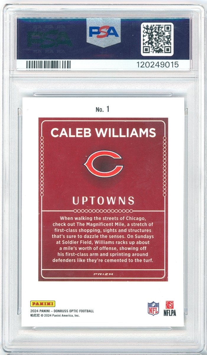 2024 Panini Donruss Optic Caleb Williams Uptowns Rookie 1 PSA 9 Mint - Kapascope