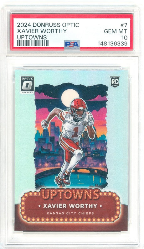 2024 Panini Donruss Optic Uptowns Xavier Worthy Rookie 7 PSA 10 Gem Mint – Kansas City Chiefs RC - Kapascope