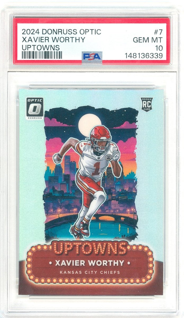 2024 Panini Donruss Optic Uptowns Xavier Worthy Rookie 7 PSA 10 Gem Mint – Kansas City Chiefs RC - Kapascope