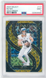 2024 Panini Select Bo Nix Gold Prizm Rookie 117 3/10 PSA 9 Mint - Kapascope