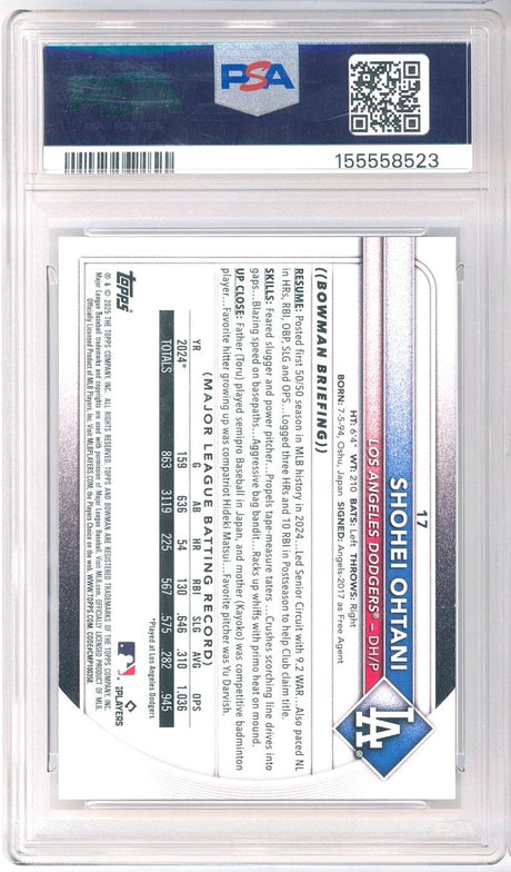 2025 Bowman Shohei Ohtani Red 17 1/5 PSA 8 NM-MT Los Angeles Dodgers - Kapascope