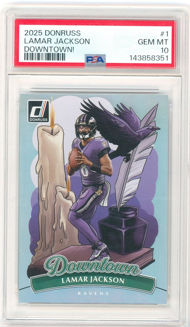2025 Donruss Lamar Jackson Downtown! 1 PSA 10 Gem Mint Baltimore Ravens - Kapascope