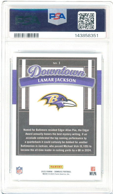 2025 Donruss Lamar Jackson Downtown! 1 PSA 10 Gem Mint Baltimore Ravens - Kapascope